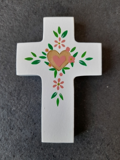 Croix peinte coeur vivant